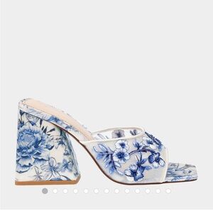 Betsey Johnson Roo Blue Floral Block Heels